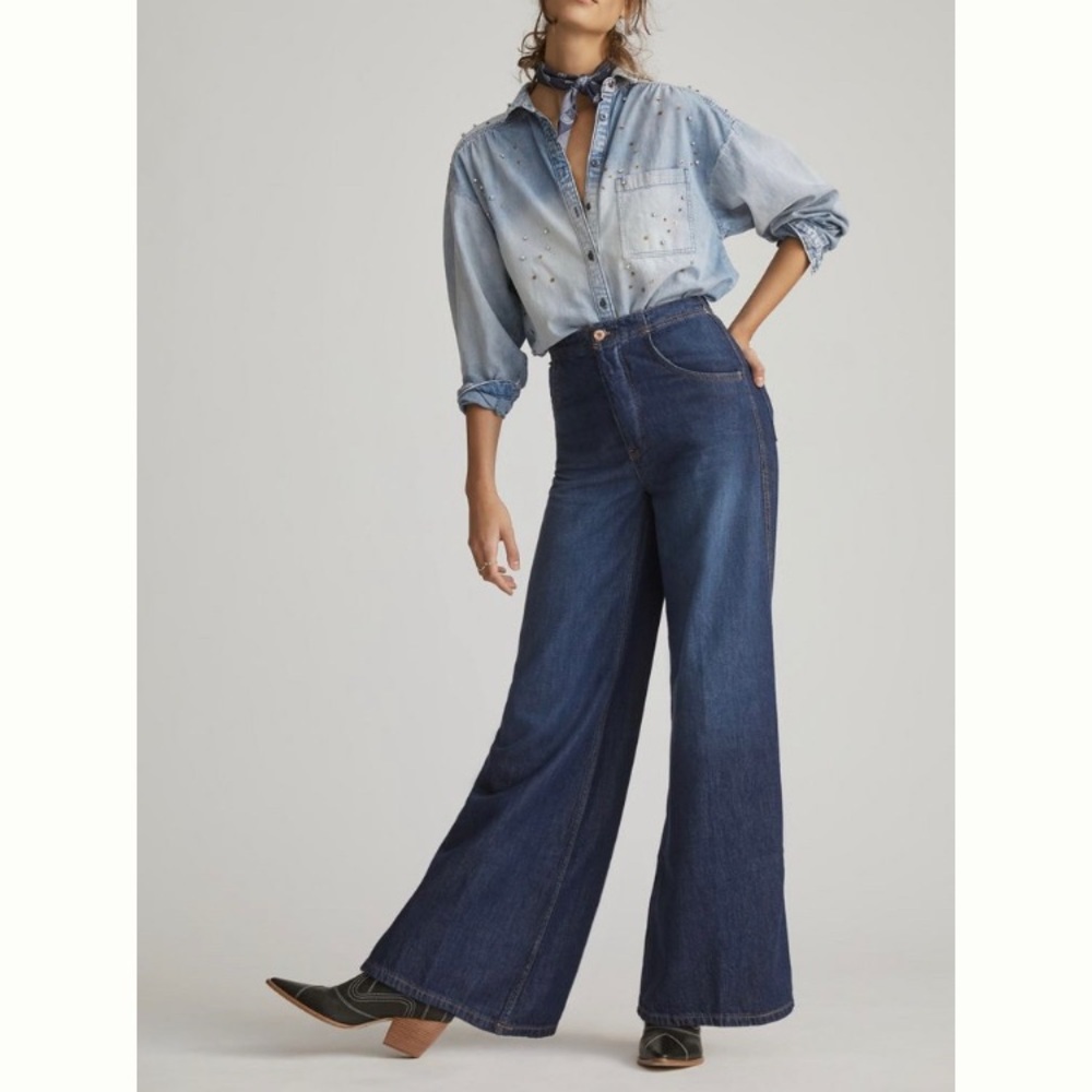 Anthropologie wide leg flare jeans